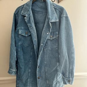Women's Casual Oversized Button Down Corduroy Shirt Jacket Coat Washed Shacket